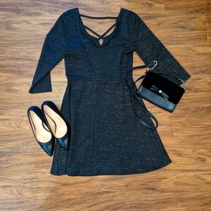 Black criss cross neckline design dress